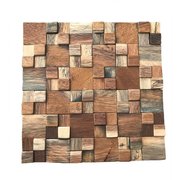 Ekena Millwork Belmont Boat Wood Mosaic Wall Tile, Natural Finish, 11 7/8"W x 11 7/8"H x 1/2"P WPW12X12BLMENA